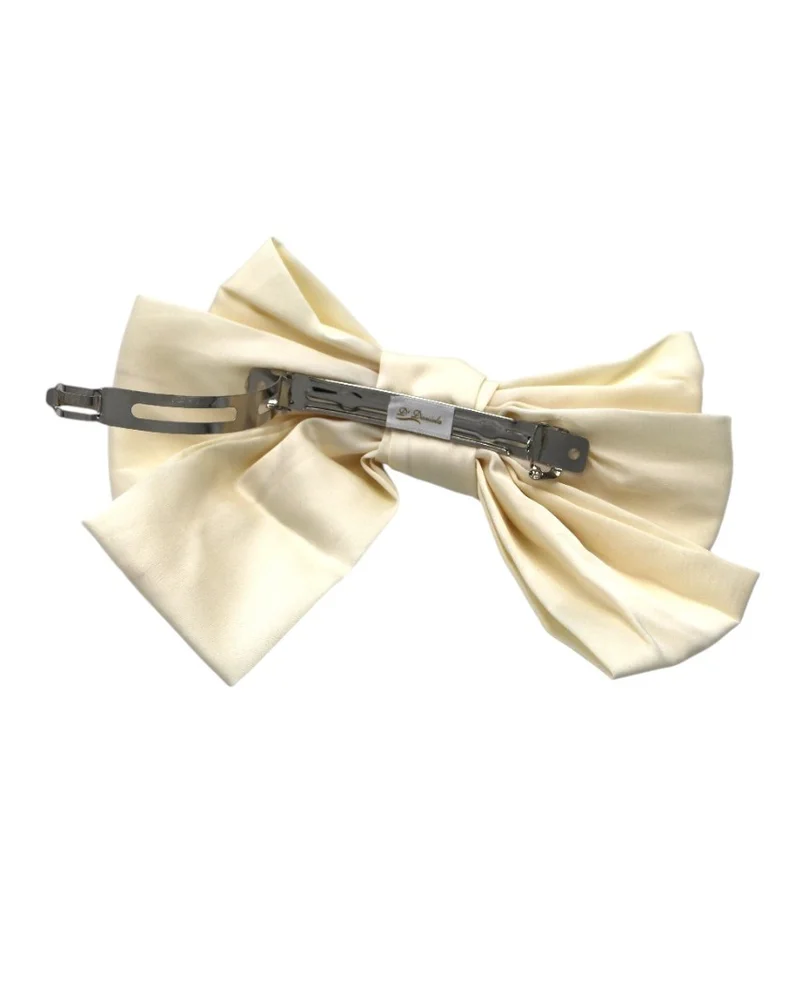 D'Daniela Aina Ribbon Big Bow Clip for Babies and Girls - Cream