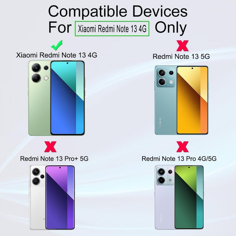 Ibywind 2 Pack Screen Protector For Xiaomi Redmi Note 13 4G 6.67",9H Hardness Tempered Glass,With 1Pc Camera Lens Protector,1Pc Back Carbon Fiber Film,Easy to install - Image 2