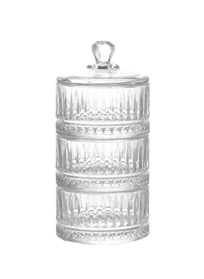 جوزيل وعاء حلوى زجاجي فاخر مكون من 3 قطع مقاس 14.2 سم شفاف