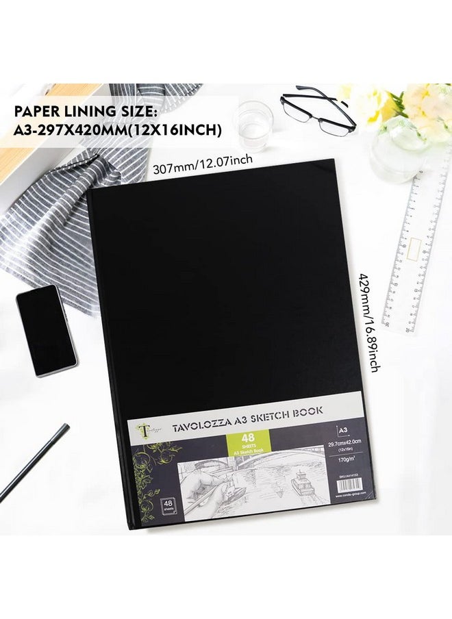 Tavolozza Fine Arts Tavolozza A3 (16.54X11.69) Heavyweight Hardcover Sketch Book 96 Pages (102 Lb/170Gsm) Durable Acid Free Drawing Paper For Painting & Drawing Dry Media  - Image 3