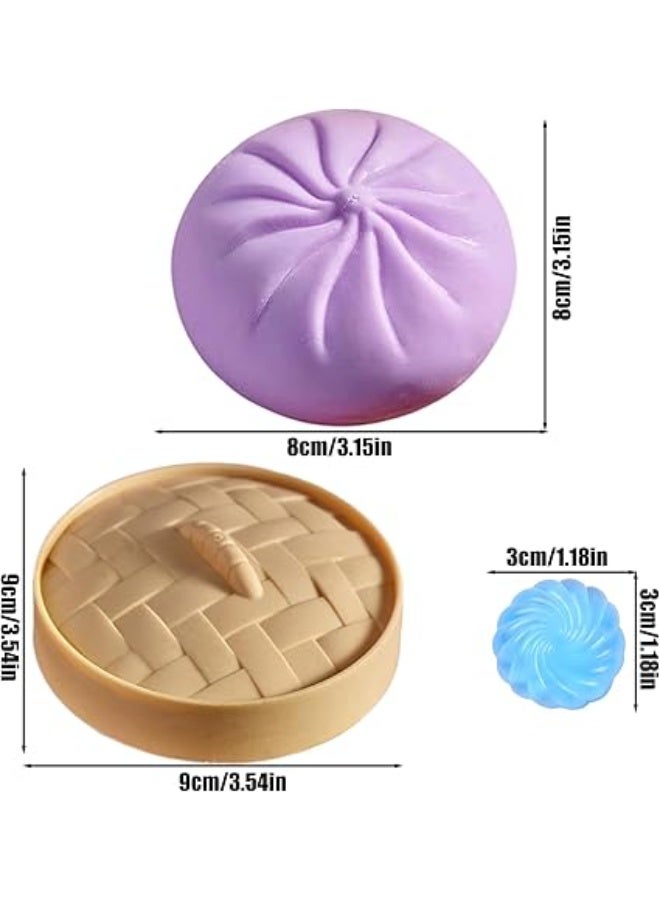 general Giant squishy dumpling fidget toy, rainbow glittery giant dumpling, colorful squishy sensory toy with steam box, soft glittery dumpling for stress and tension relief, for kids and adults - Image 1