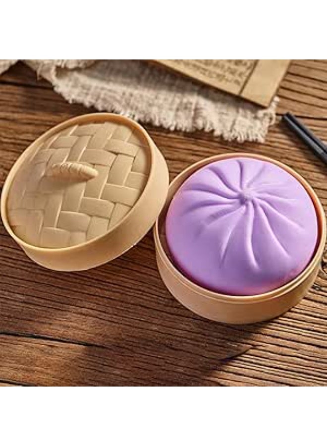 general Giant squishy dumpling fidget toy, rainbow glittery giant dumpling, colorful squishy sensory toy with steam box, soft glittery dumpling for stress and tension relief, for kids and adults - Image 4