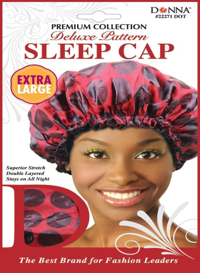 DONNA Deluxe Pattern Sleep Cap Hair Sleep Shower Cap Bonnet Bonnet for Sleeping Hat BLACK DOT