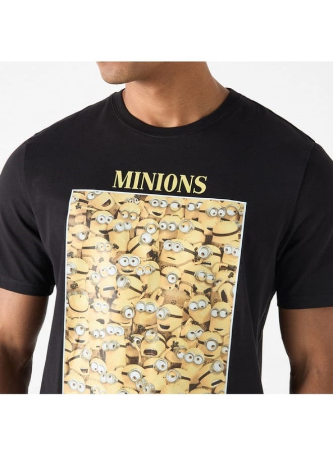 SP Characters Minions Print Crew Neck T-shirt with Short Sleeves  - Image 1
