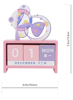Y&D Wooden Desk Blocks Calendar Daily Perpetual Desktop Living Room Decorations Home Office Furnishing DIY Yearly Planner Shops Ornaments Friends Gifts (Pink)  - Image 3