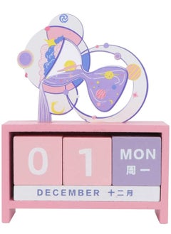 Y&D Wooden Desk Blocks Calendar Daily Perpetual Desktop Living Room Decorations Home Office Furnishing DIY Yearly Planner Shops Ornaments Friends Gifts (Pink)  - Image 1