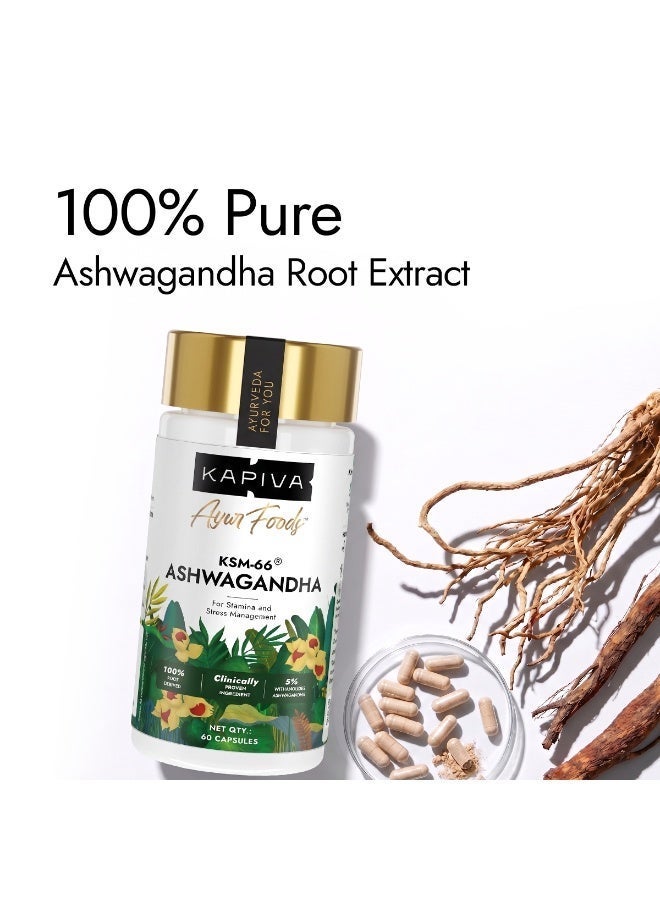 Kapiva KSM-66 Ashwagandha 500mg | Clinically Proven with 5% Withanolides | 100% Root Extract | Supports Cortisol Balance, Strength & Vitality | Natural Stress Relief | 60 Capsules - Image 5