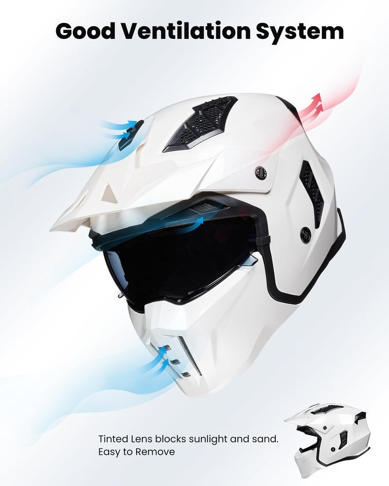 ILM Open Face Motorcycle 3/4 Half Helmet for Men and Women, Vintage Retro Helmet with Visor for Moped ATV Cruiser Scooter DOT Model Z302(White,X-Large) - Image 5