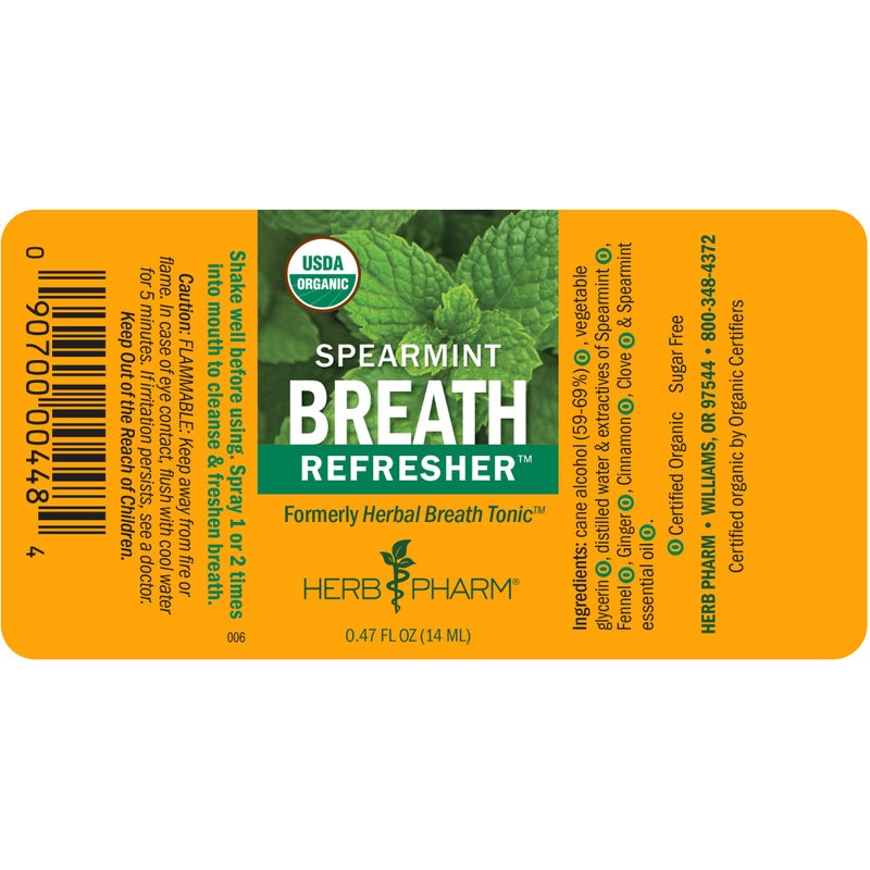 Herb Pharm Breath Refresher Certified Organic Herbal Fresh Breath Spray with Spearmint Essential Oil - 1/2 Ounce - Image 5
