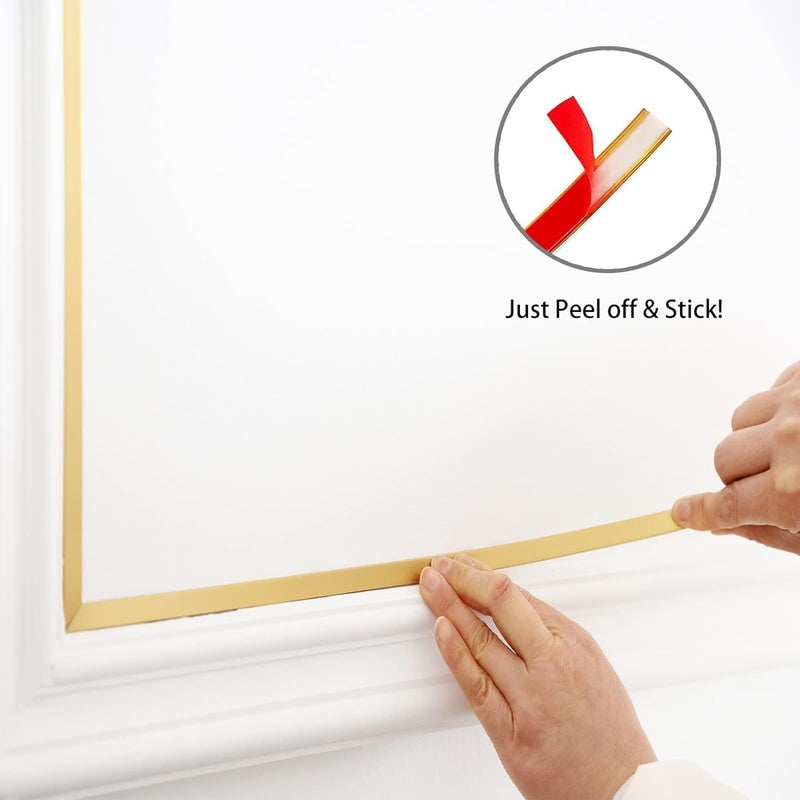 lampostick Golden Metal Trim Wall Strip Stainless Steel PVD Coated 8K Mirror Gold Finish Flat Trim Strip profile 15 mm x 164ft5mtr Roll for wall Decoration Furniture Highlighters - Image 5