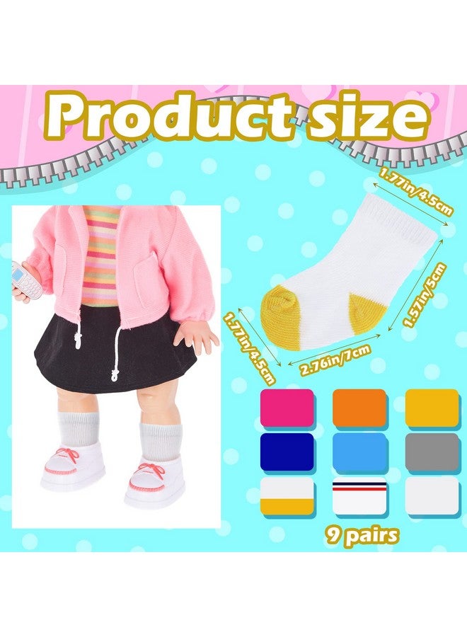 Zhanmai 9 Pairs Doll Socks Mini Doll Socks Accessories For American 18 Inch Baby Doll Socks Doll Clothesfor Doll Accessories Multicolored  - Image 3