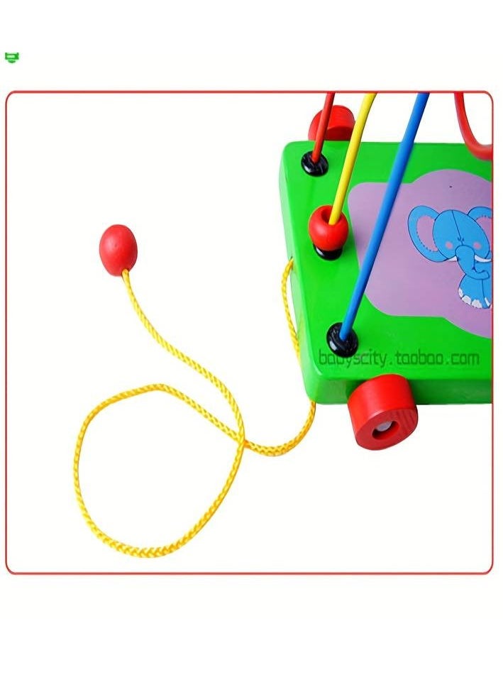 MAGIC VAULT Early Education Puzzle, Cartoon Elephant Trailer Wrap Around Bead, Maze Wooden Trolling Wrap Around Bead Car, Montessori Kids Toys, Kid's Magnetic A Maze Toy  - Image 2