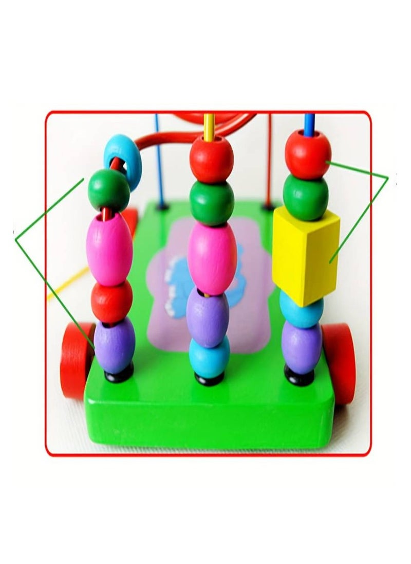 MAGIC VAULT Early Education Puzzle, Cartoon Elephant Trailer Wrap Around Bead, Maze Wooden Trolling Wrap Around Bead Car, Montessori Kids Toys, Kid's Magnetic A Maze Toy  - Image 3