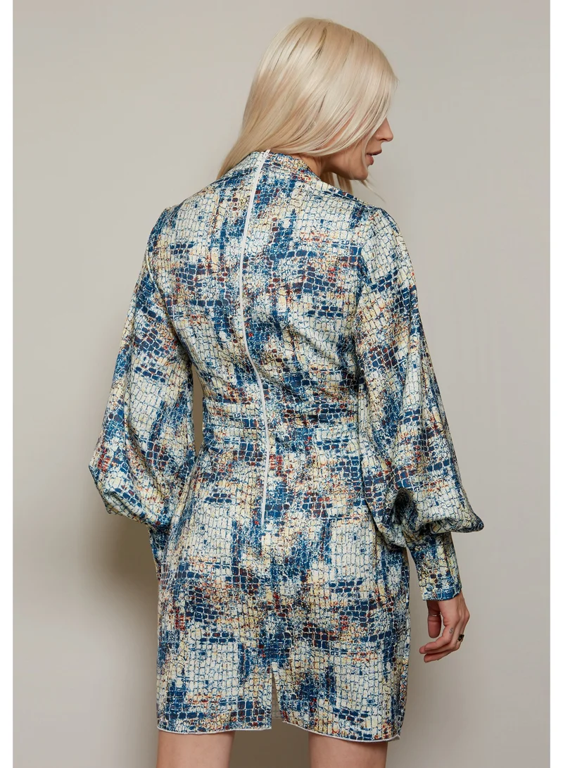 Little Mistress Little Mistress Satin Floral Wrap Dress