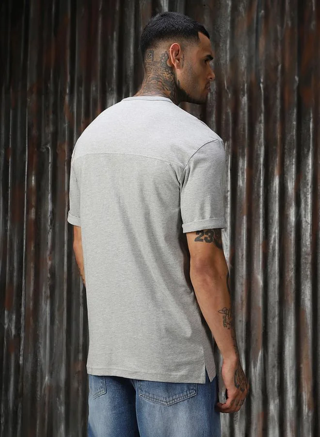 HIGH STAR Solid Cotton Relaxed Fit Round Neck T-Shirt by Styli