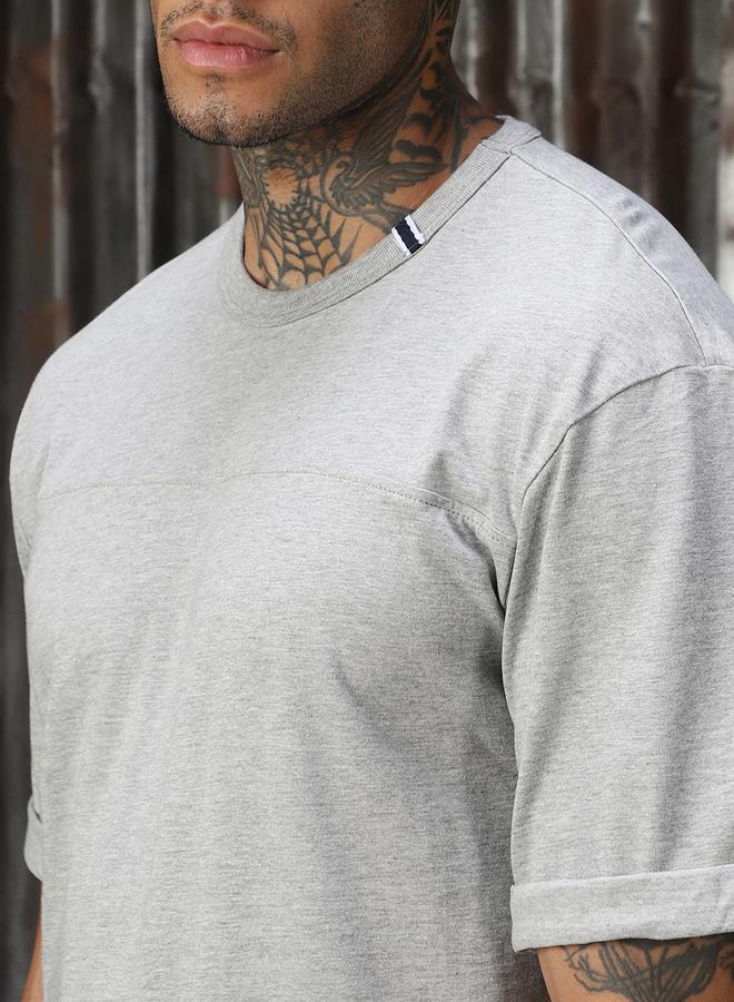 HIGH STAR Solid Cotton Relaxed Fit Round Neck T-Shirt by Styli - Image 2