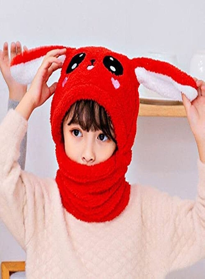 Malvina Kid's Boy's & Girl's Winter Warm Faux Fur Animal Panda Balaclava Hat Full Cover Earflap Hood Cap Neck Warmer Scarf with Long Ears (Red)-(2-4 Year) - Image 2