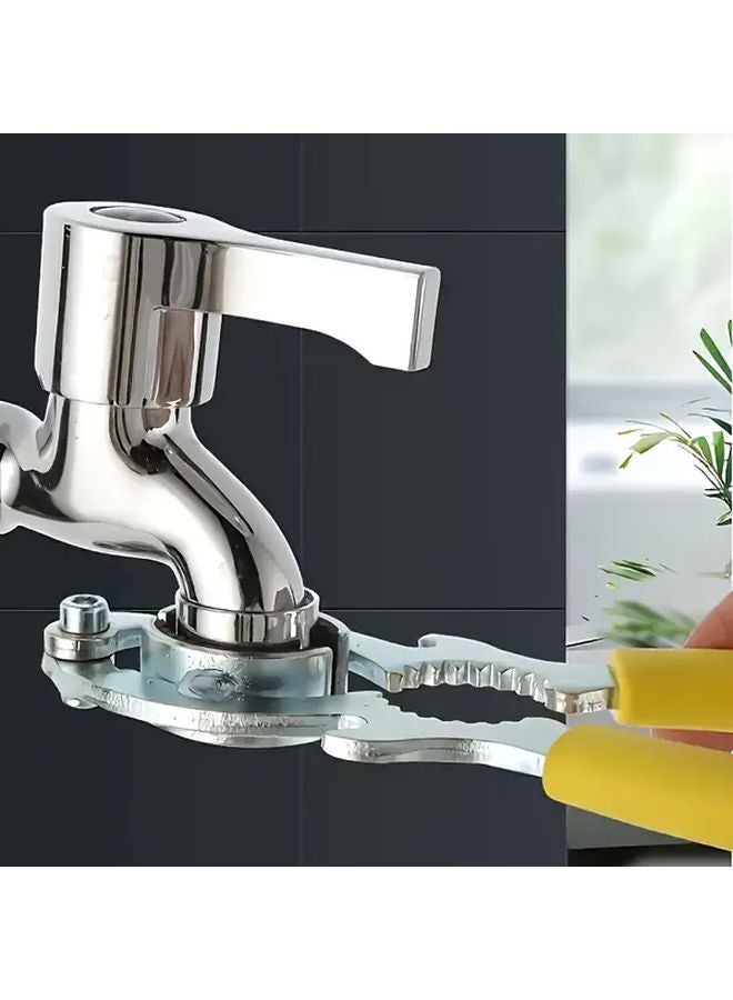 مفتح صنبور متعدد الاستخدامات ثقيل بمقبض مطاطي أصفر ومعدن متين - Image 4