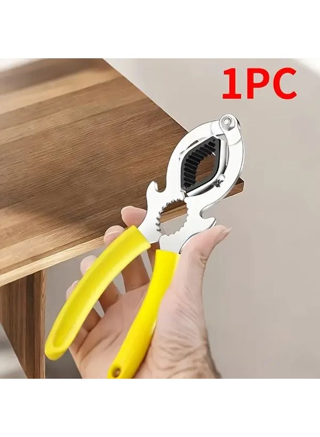 مفتح صنبور متعدد الاستخدامات ثقيل بمقبض مطاطي أصفر ومعدن متين - Image 1