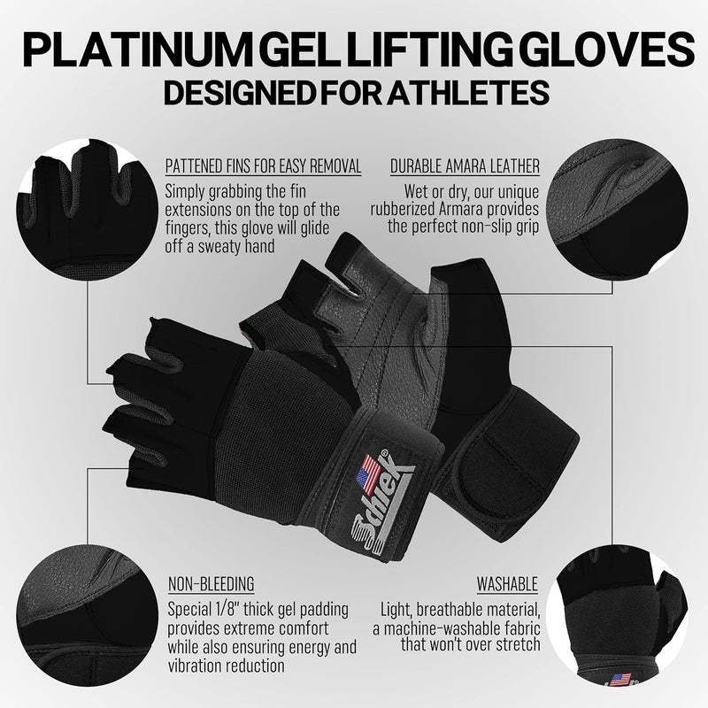 Schiek Sports 530 Platinum Lifting Gloves with Gel Pad - Amara Leather Weightlifting Gloves for Men and Women - Image 2