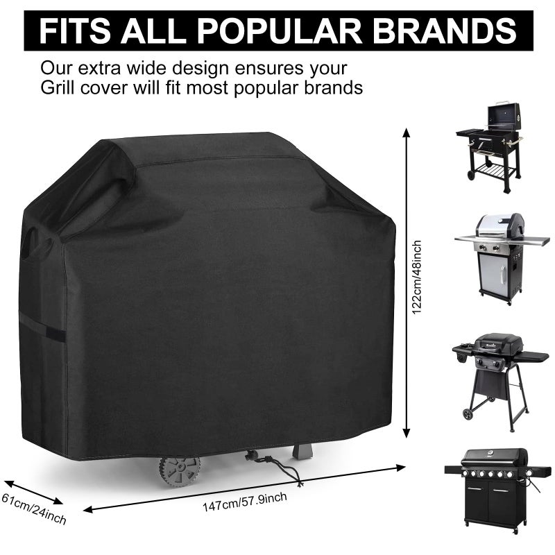 anshuke Grill Protective Cover 420D Oxford Gas Grill Cover Waterproof Tearproof UV Resistant (147x61x122cm) - Image 2