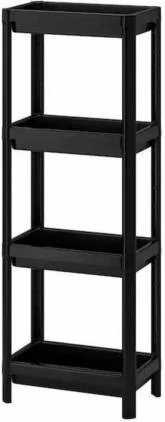 Masho Trend Black Vesken Kitchen Bathroom Shelf Unit - Bathroom Cabinet Towel Holder 4 Tiers 23 x 100 cm
