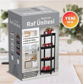 Masho Trend Black Vesken Kitchen Bathroom Shelf Unit - Bathroom Cabinet Towel Holder 4 Tiers 23 x 100 cm