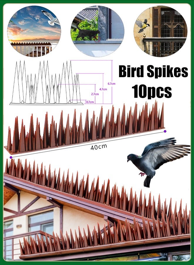 Bird Spikes Tall Bird Spikes Deterrent, Bird Deterrent Spikes for Squirrel Cat Raccoon Animal, Pigeon Spikes for Outside Fences and Roofs to Keep Birds Away Plastic Anti Bird Spikes for Outside to Keep Birds Away Pigeon Spikes Bird Nest Preventer for Roof, Sill, Patio - Image 1