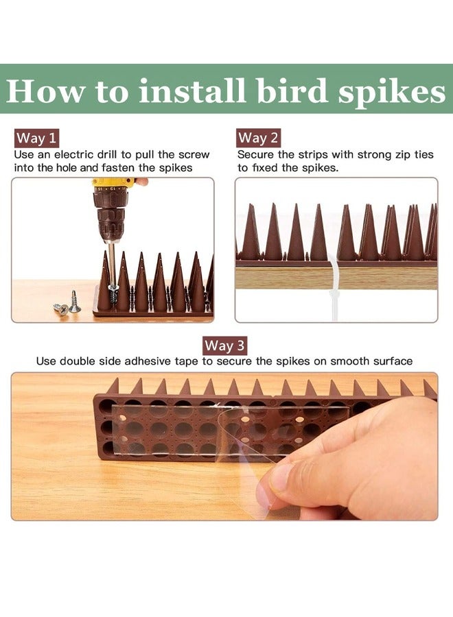 Bird Spikes Tall Bird Spikes Deterrent, Bird Deterrent Spikes for Squirrel Cat Raccoon Animal, Pigeon Spikes for Outside Fences and Roofs to Keep Birds Away Plastic Anti Bird Spikes for Outside to Keep Birds Away Pigeon Spikes Bird Nest Preventer for Roof, Sill, Patio - Image 3