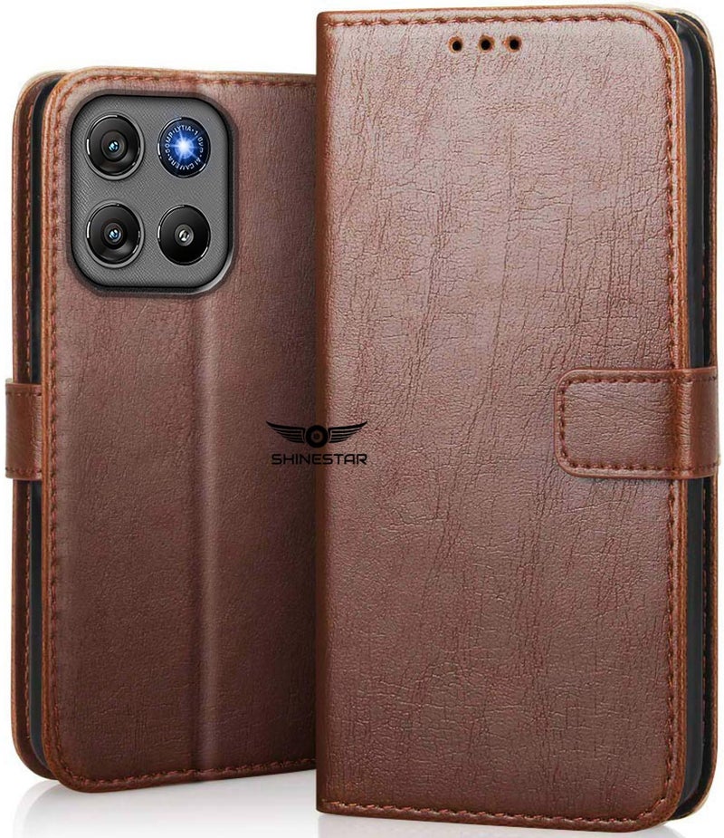 SHINESTAR Motorola G67 Power 5G / Moto G57 Power Flip Back Cover | PU Leather Flip Cover Wallet Case with TPU Silicone Case Back Cover for Motorola Moto G67 Power 5G / Moto G57 Power - Classic Brown - Image 1