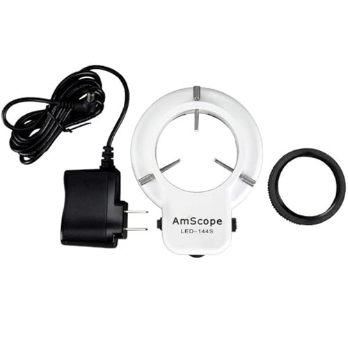 AmScope LED-144S 144 LED Adjustable Microscope Compact Ring Light + Adapter - Image 1