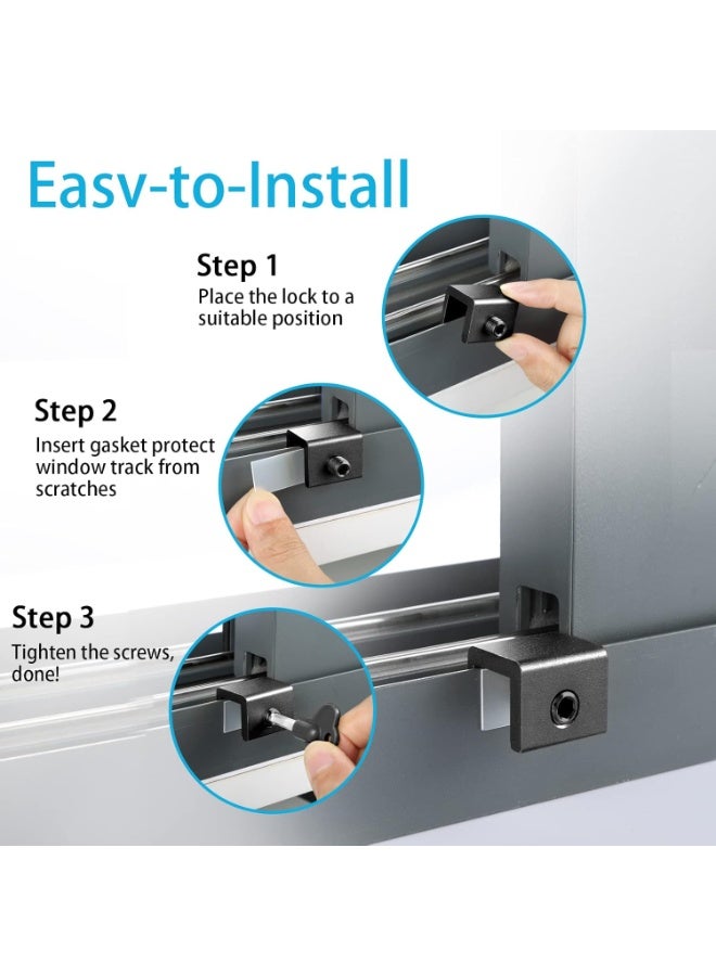 Relex 6 Sets Sliding Window Locks, Adjustable Window Lock With Key, Can Control The Window Partially Open or Closed, Window Locks ​for Vertical & Horizontal Sliding Windows Doors, for Home and Office (Black) - Image 5