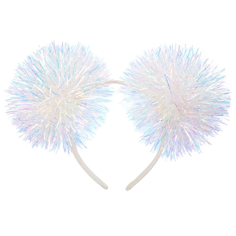 minkissy Tinsel Bling Pom Pom Headband Pom Pom Headband Pom Pom Headbopper Pom Pom Costume Headwear for Adults Pom Pom Hair Band White Springs Head Bopper Alien Head Boppers - Image 1