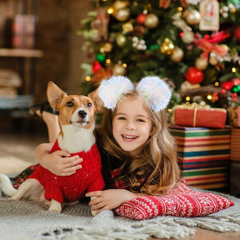 minkissy Tinsel Bling Pom Pom Headband Pom Pom Headband Pom Pom Headbopper Pom Pom Costume Headwear for Adults Pom Pom Hair Band White Springs Head Bopper Alien Head Boppers - Image 3