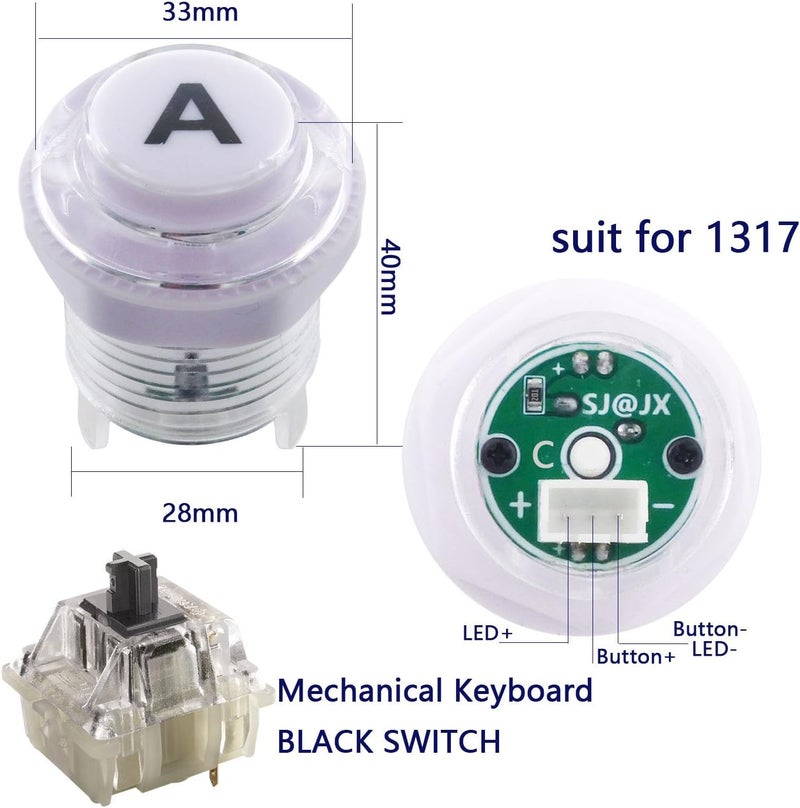 SJ@JX Arcade Game Stick DIY Kit LED Buttons Cherry MX Microswitch Lamp Controller USB Encoder Gamepad Cable for Hit Box PC PS3 MAME Raspberry Pi - Image 4