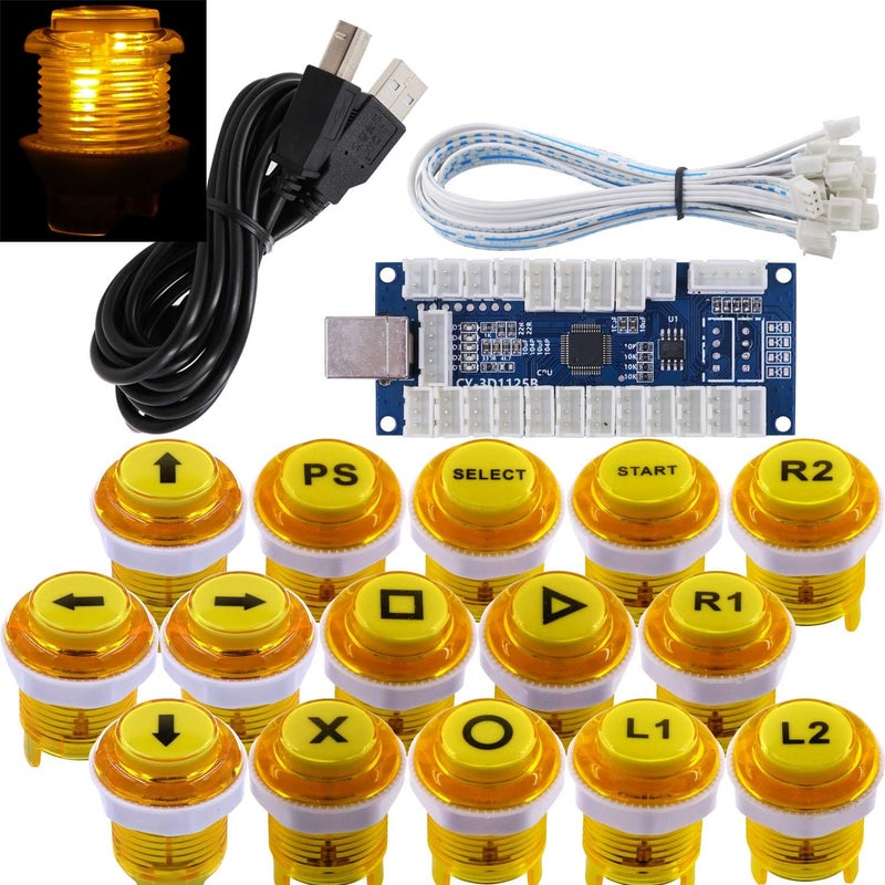 SJ@JX Arcade Game Stick DIY Kit LED Buttons Cherry MX Microswitch Lamp Controller USB Encoder Gamepad Cable for Hit Box PC PS3 MAME Raspberry Pi - Image 1