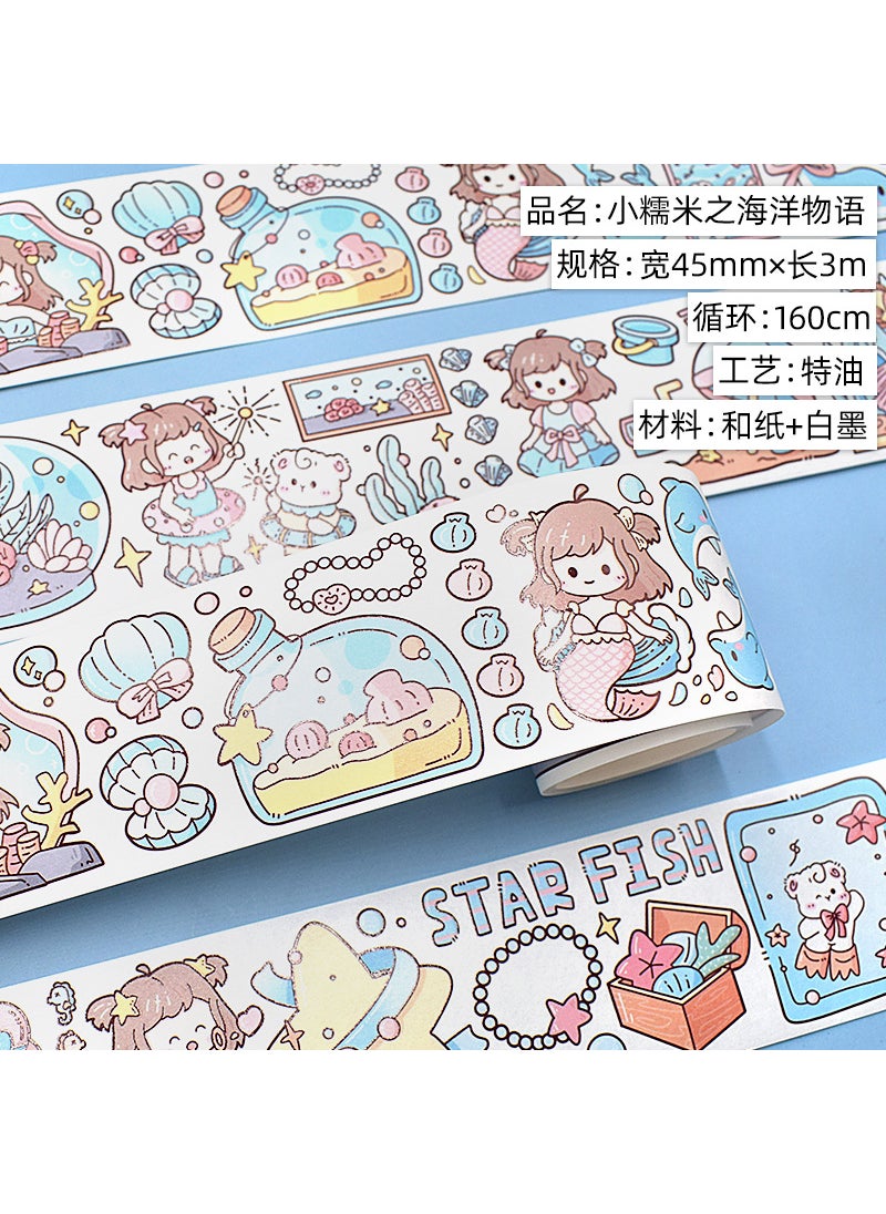 Generic - Cute Cartoon Girl Washi Tape Set The Ocean Story of Small Glutinous Rice. And Paper. Special Oil 3m - Image 1