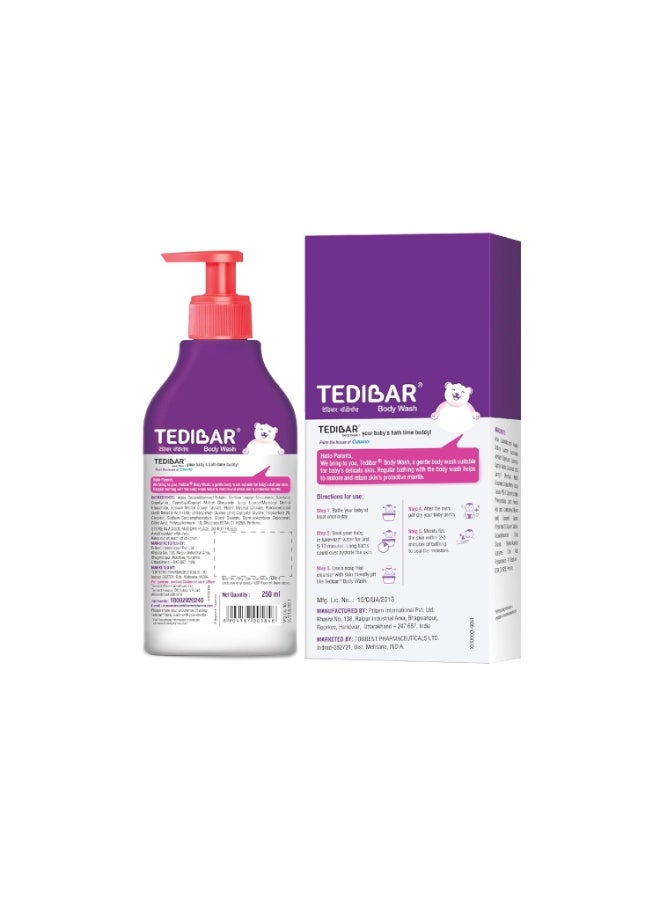 Tedibar - Body wash for Babies| 100% soap & Alkali free | Skin-friendly pH 5.5| Recommended by pediatricians | Prevents Dryness & Rashes | Suitable for Newborn Baby| 250ml - Image 2