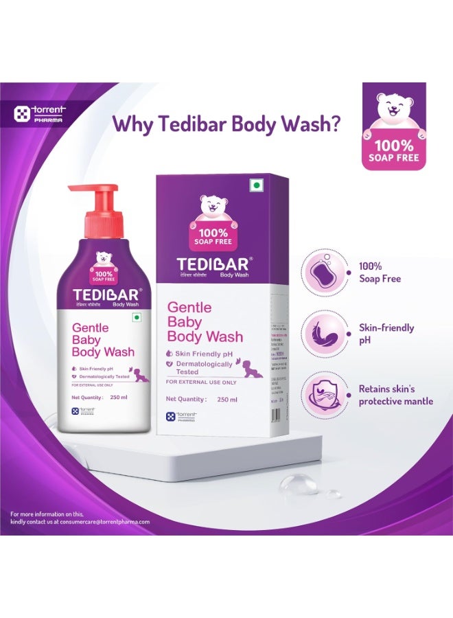 Tedibar - Body wash for Babies| 100% soap & Alkali free | Skin-friendly pH 5.5| Recommended by pediatricians | Prevents Dryness & Rashes | Suitable for Newborn Baby| 250ml - Image 3