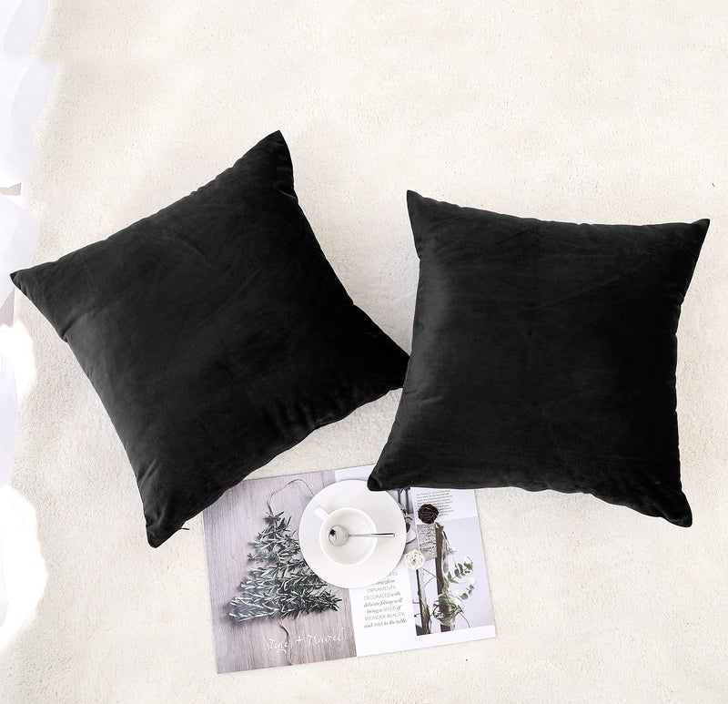 NiNi ALL Decorative Throw Pillow Covers Pack of 2 Velvet Throw Pillow Cases for Couch Pillows Cover Bedroom Living Room Outdoor, Pillow Covers 20x20 Inch Black - Image 3