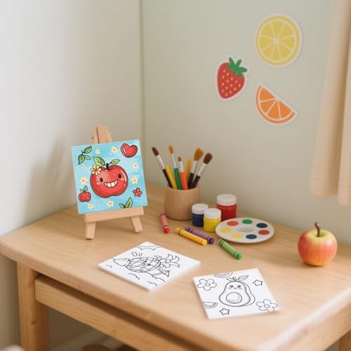 Zynlio 12 Packs Fruit Pre Drawn Canvas to Paint, Pre Printed Canvas for Painting, Pre Stretched Canvas Outline Painting Boards for Beginners, Students, Party Favors(4 * 4in) - Image 4