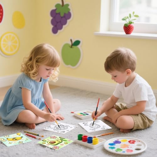 Zynlio 12 Packs Fruit Pre Drawn Canvas to Paint, Pre Printed Canvas for Painting, Pre Stretched Canvas Outline Painting Boards for Beginners, Students, Party Favors(4 * 4in) - Image 5