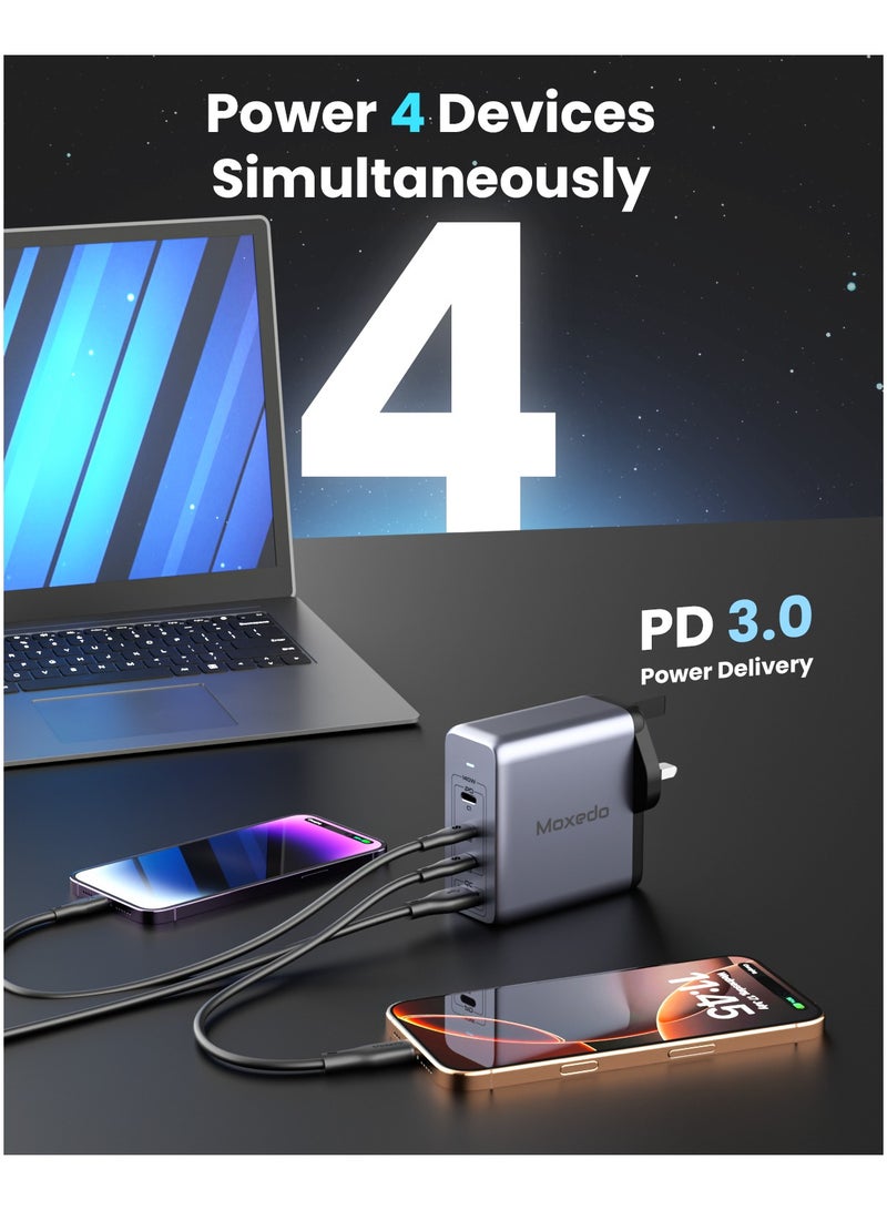 Moxedo Volton II PD GaN Charger 140W with 3 USB-C Ports /1 USB-A Port PPS PD 3.1 Wall Adapter Compatible for iPhone, Samsung, Huawei, Dell, MacBook Pro/Air and more - Image 2
