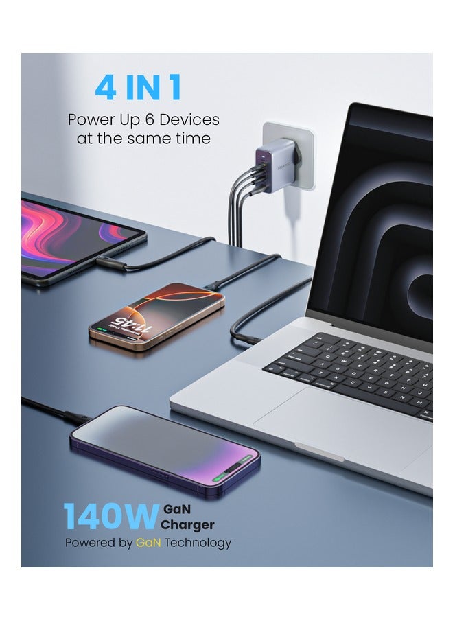 Moxedo Volton II PD GaN Charger 140W with 3 USB-C Ports /1 USB-A Port PPS PD 3.1 Wall Adapter Compatible for iPhone, Samsung, Huawei, Dell, MacBook Pro/Air and more - Image 5
