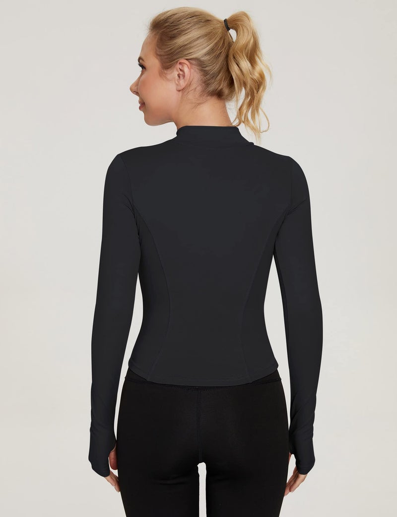 LUYAA Women's Black Workout Jacket Zip Up Athletic Activewear Cropped Jackets S - Image 5