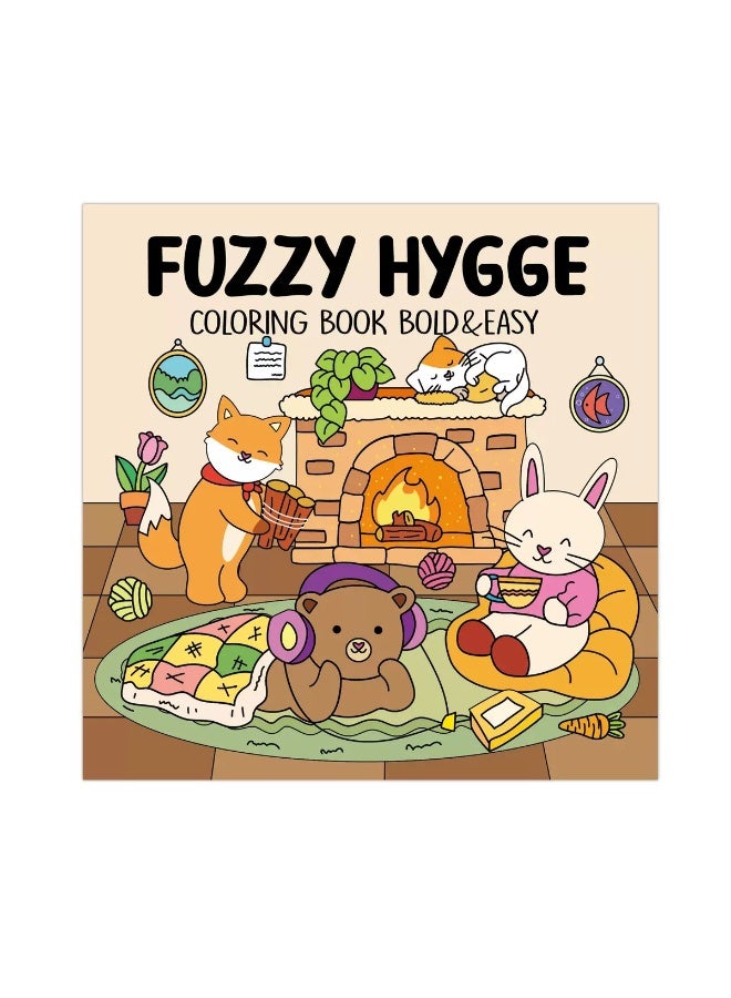 FUZZY HYGGE COLORING Book BOLD&EASY 40 Sheets Cartoon Doodle Coloring Book - Image 1
