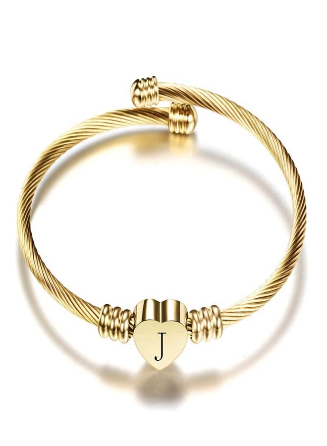 VQYSKO Gold Bracelets for Girls-A to Z Stainless Steel Heart Initial Girl Jewellery, Birthday Gifts for Girls (Gold, J) - Image 1