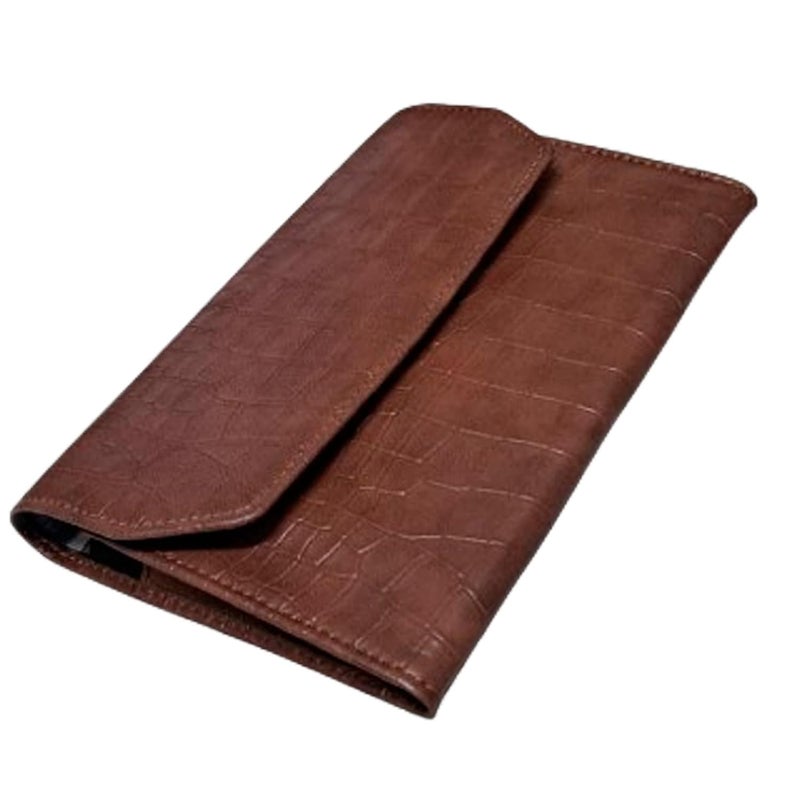 essart Faux Leather 10-Slots Zipper Pen Case – Stylish & Durable Storage for Pens Storage Case, Pen Pouch Colour Croco Tan - Image 1