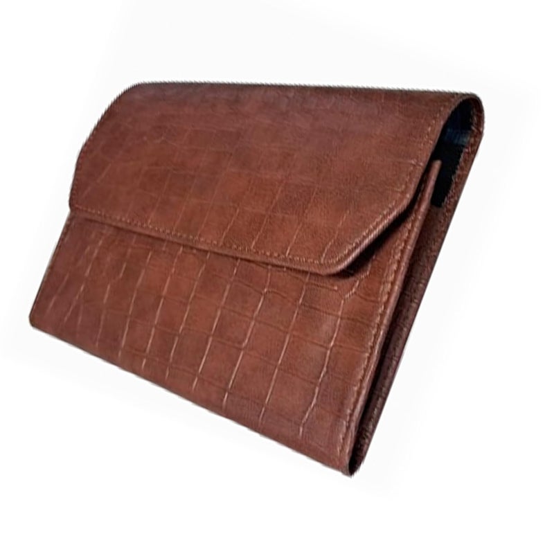 essart Faux Leather 10-Slots Zipper Pen Case – Stylish & Durable Storage for Pens Storage Case, Pen Pouch Colour Croco Tan - Image 3