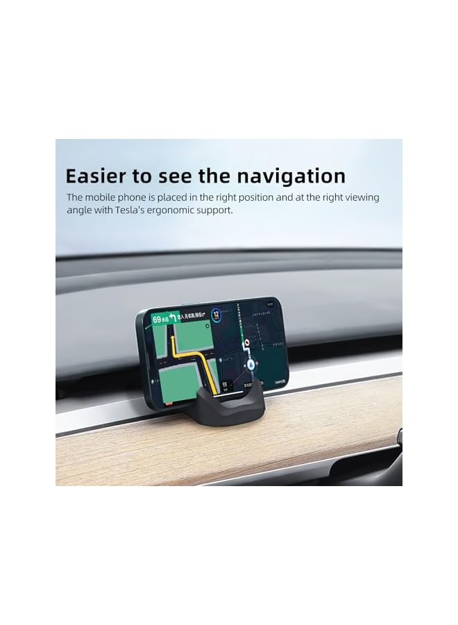 S-TOP Dashboard Phone Mount for Tesla Model 3 Y Car Cell Phone Holder Silicone Non-Slip Phone Stand Compatible with All Smartphones (for 24-25 Model 3 Highland & 25 Model Y Juniper) - Image 1